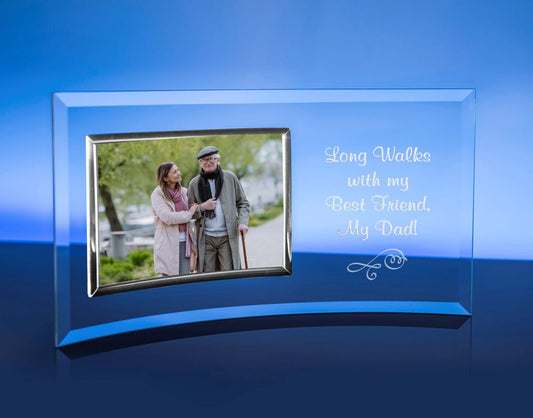 Engraved Curved Glass with Silver Horizontal Picture Frame - Personalized Engraved Gifts