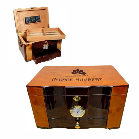 Personalized Birdseye Maple and Rosewood Humidor Amalfi - Personalized Engraved Gifts