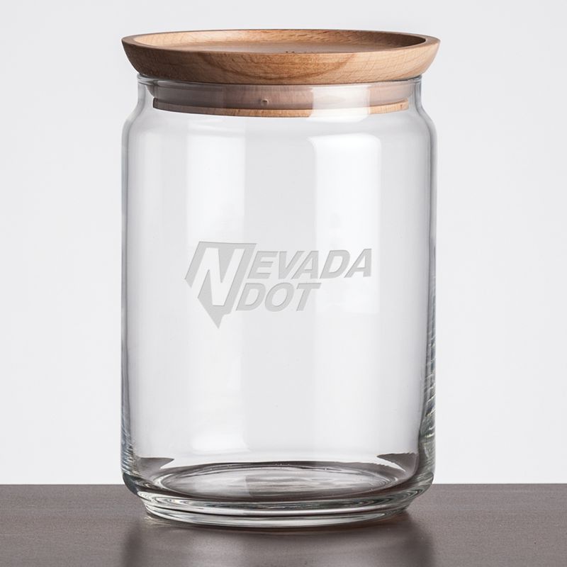 Engraved Glass Jar with Wooden Top - Personalized Engraved Gifts