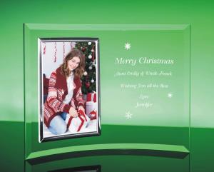 Custom Engraved Curved Glass Picture Frame for the Holidays - Personalized Engraved Gifts