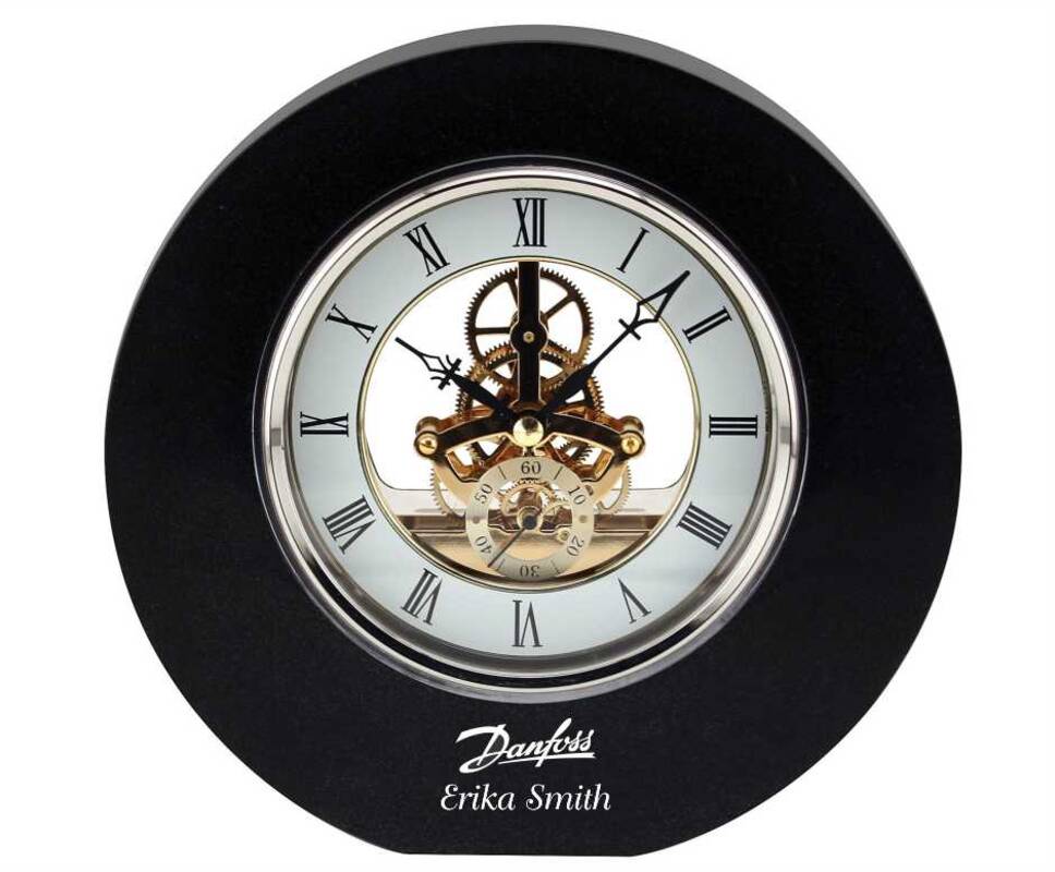 Engraved Granite Open-Gear Circular Desktop Clock - Personalized Engraved Gifts