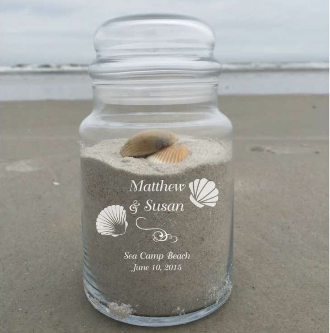 Engraved Glass Jar for you Beach Wedding Memories and Much More - Personalized Engraved Gifts