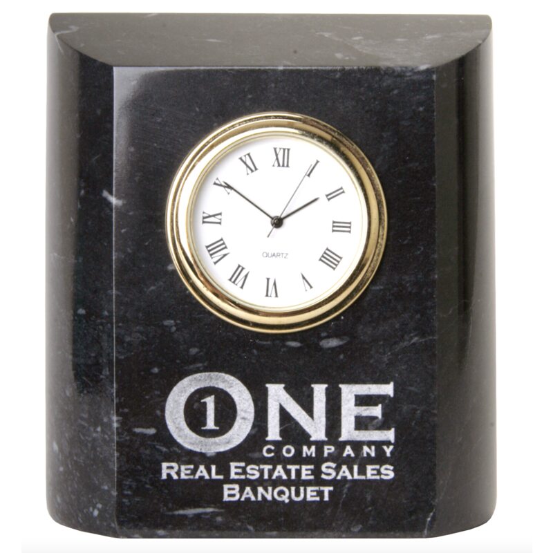 Engraved Jet Black Mini Column Clock - Personalized Engraved Gifts