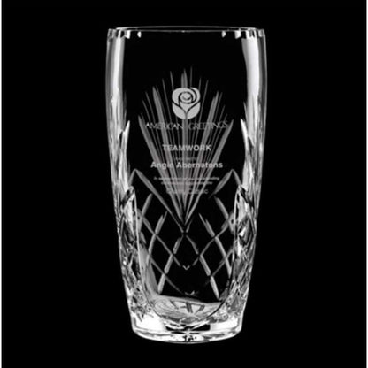 Engraved Lead Cut Crystal Vase with Ray Design ~ Basil - Personalized Engraved Gifts