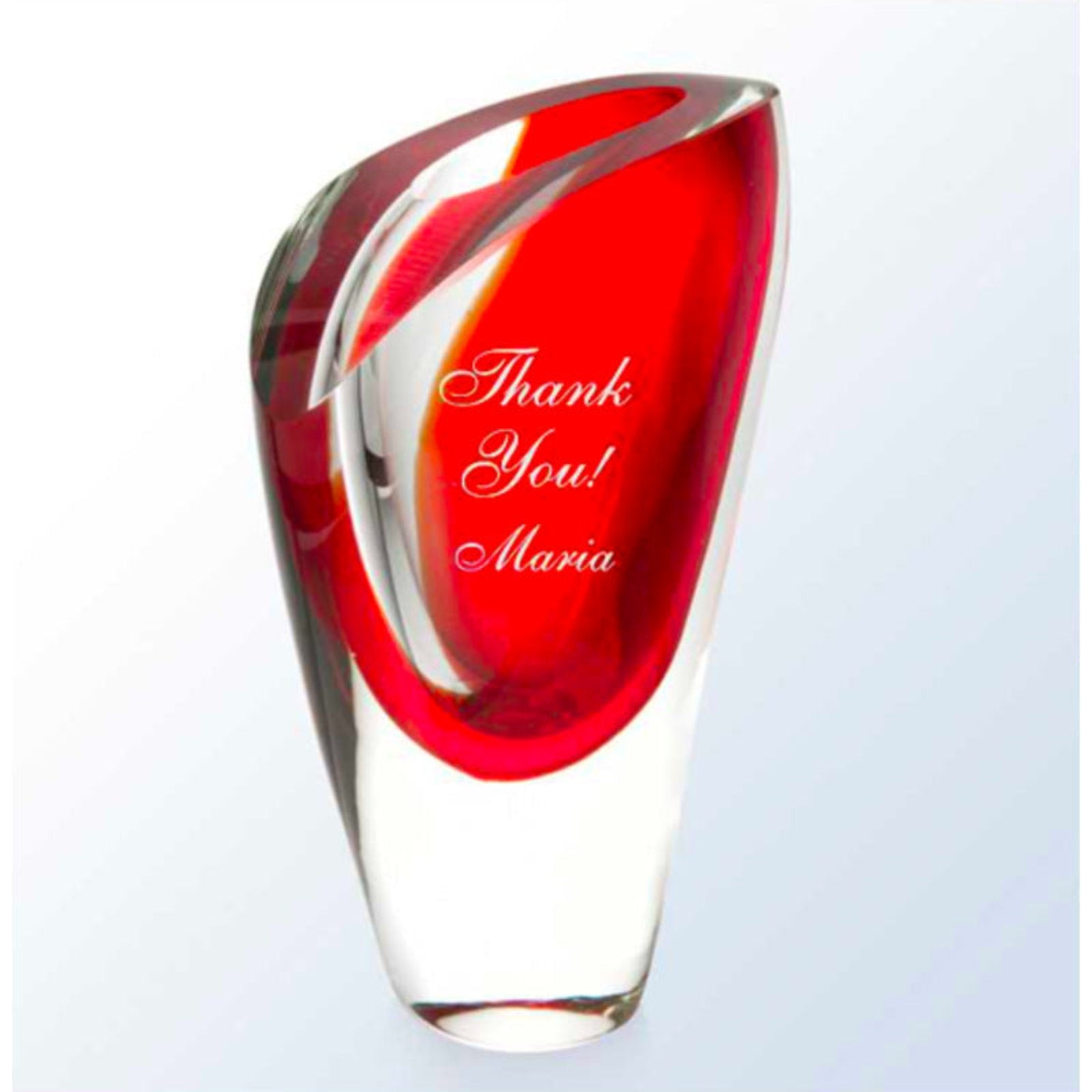 Engraved Crystal Art Glass Bud Vase ~ Red Lyla - Personalized Engraved Gifts