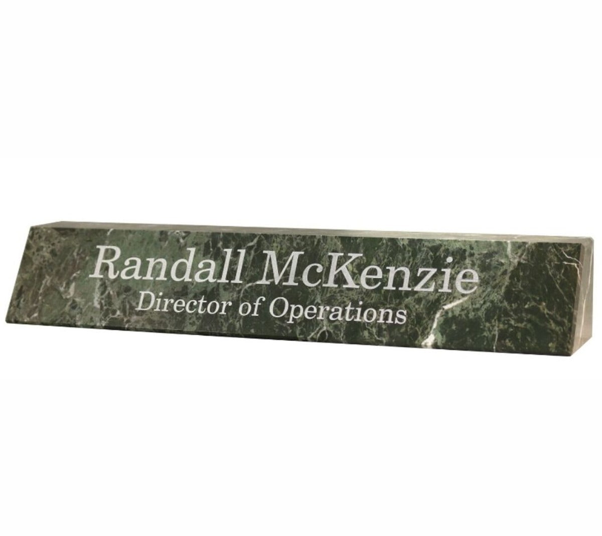 Engraved Jade Leaf Green Marble Nameplate ~ Dimitir - Personalized Engraved Gifts