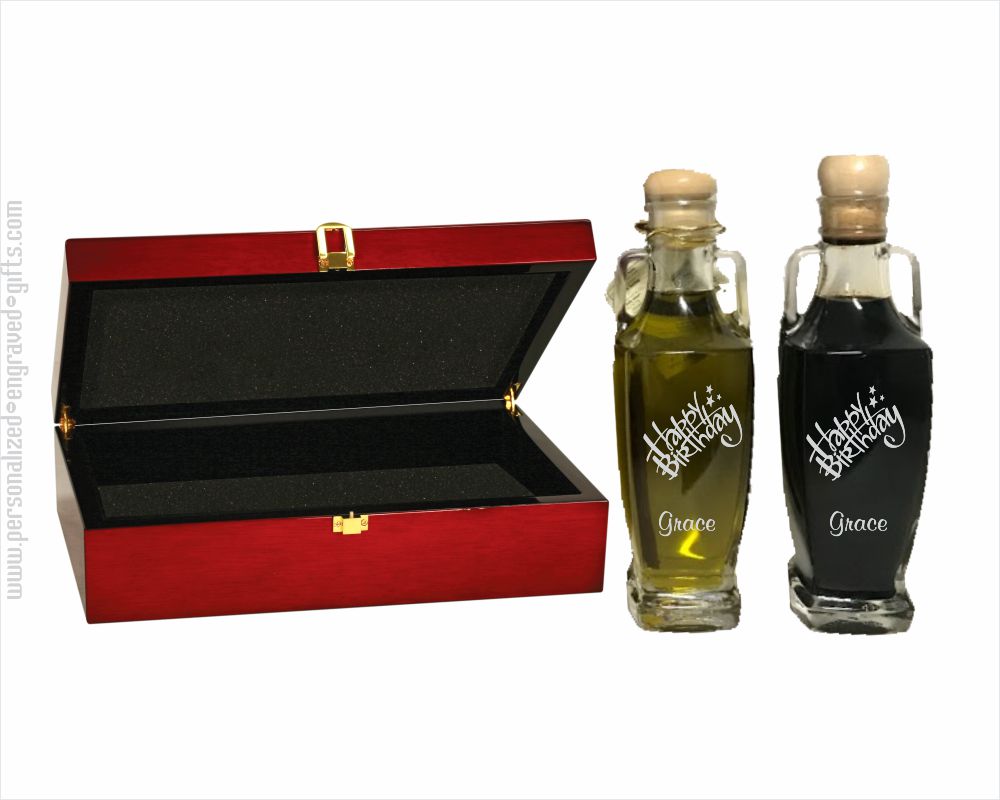 Engraved Olive Oil & Vinegar Set Choose your Design - Personalized Engraved Gifts