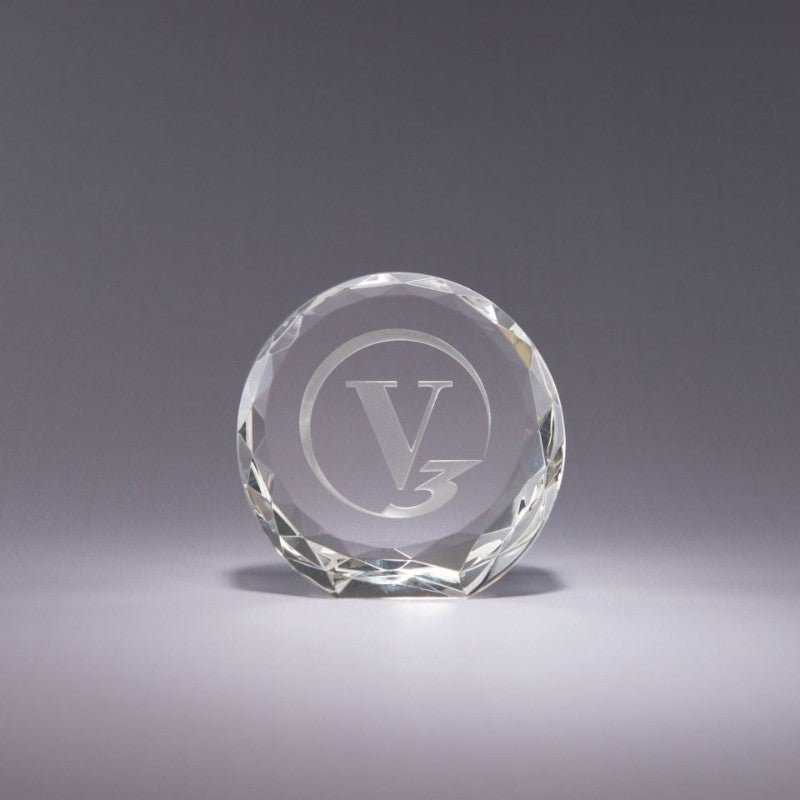 Engraved Optic Crystal Sun Standup Paperweight - Personalized Engraved Gifts