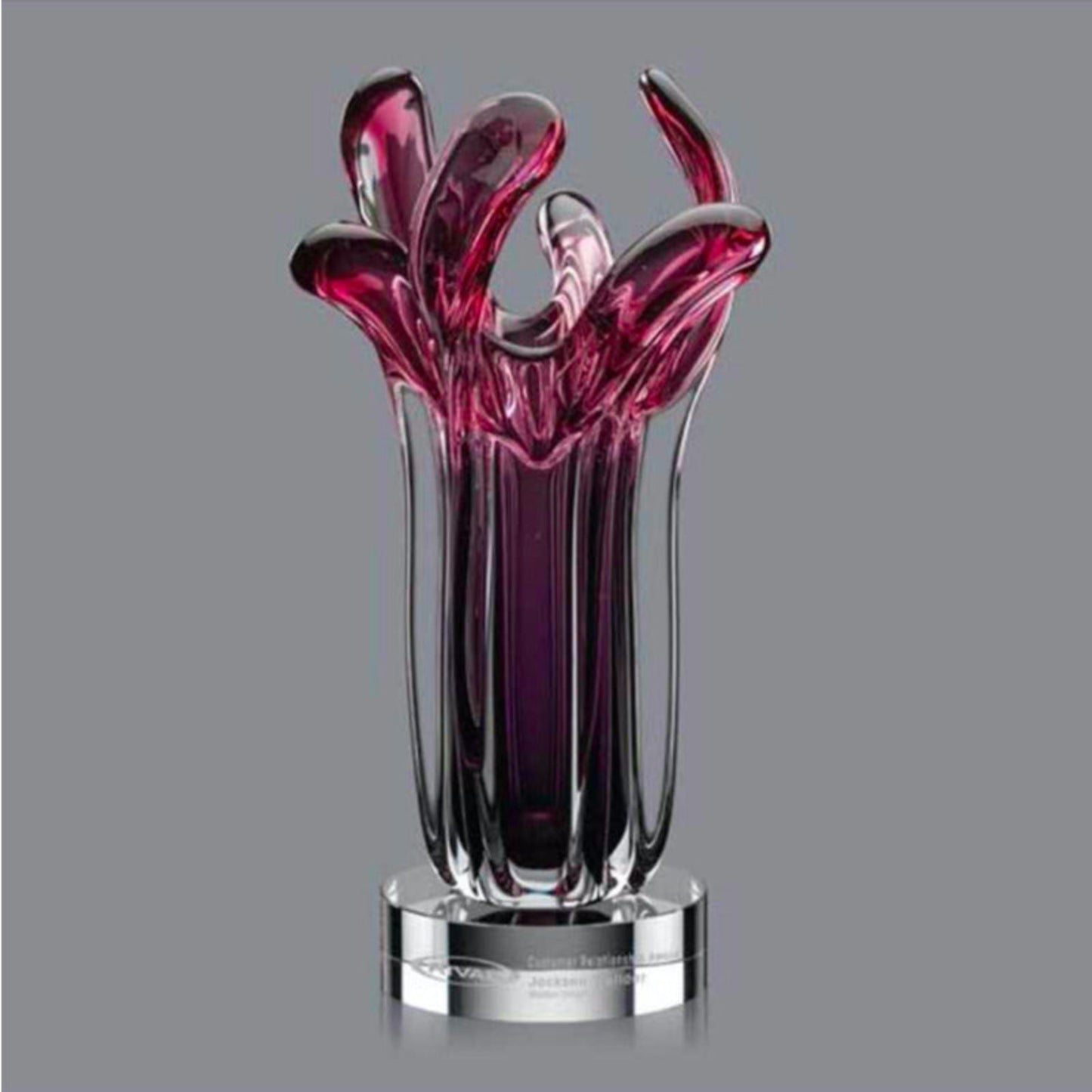 Engraved Purple Art Glass Award Iris - Personalized Engraved Gifts