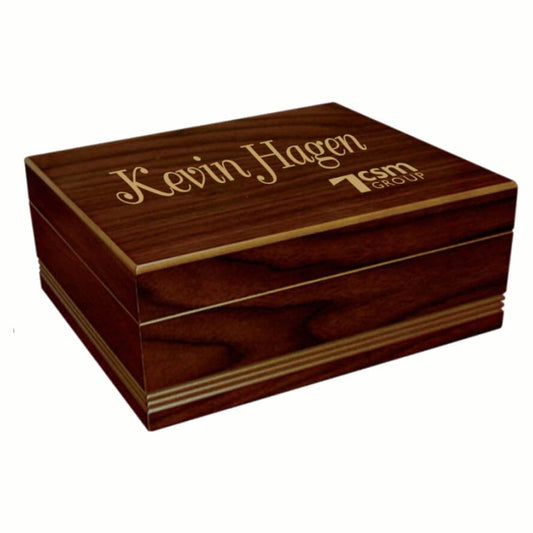 Engraved Rich Walnut Finished Wooden Humidor ~ Dan - Personalized Engraved Gifts