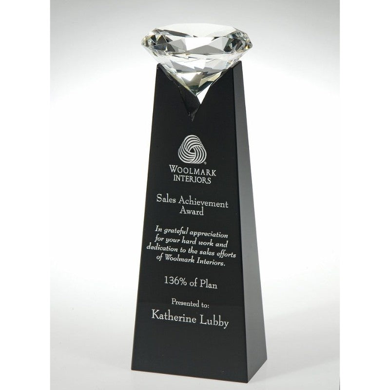 Engraved Rising Diamond on top Black Tower - Personalized Engraved Gifts