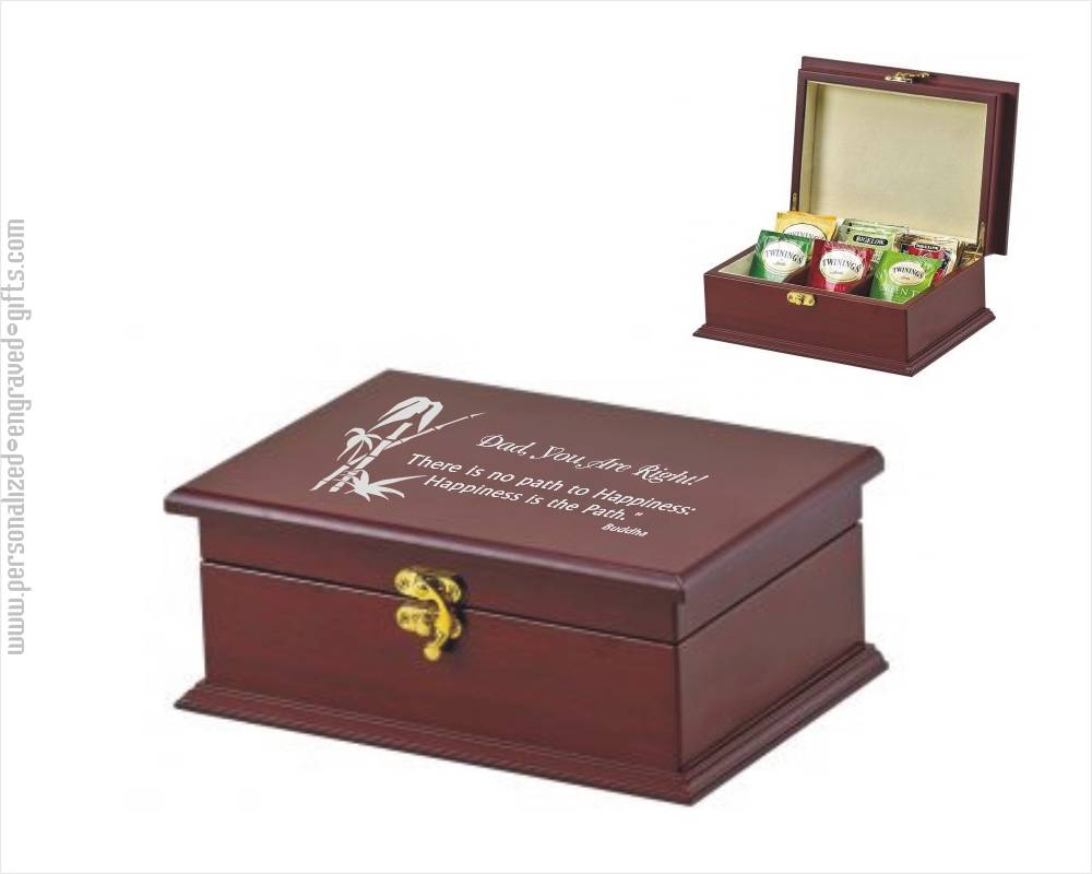 Personalized Rosewood Finished Wood Tea Chest Bridgewater - Personalized Engraved Gifts