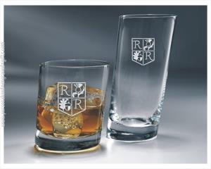 Slanted Engraved Whiskey and HiBall Glasses - Personalized Engraved Gifts