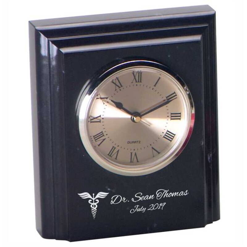 Engraved Square Beveled Marble Clock - Personalized Engraved Gifts