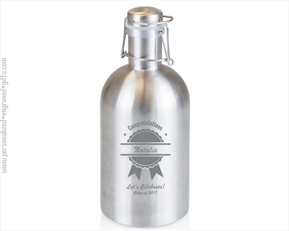 Engraved 64 oz Stainless Steel Beer Growler - Personalized Engraved Gifts