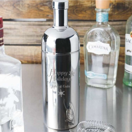 Engraved Stainless Steel Contemporary Cocktail Shakers - Floridian - Personalized Engraved Gifts