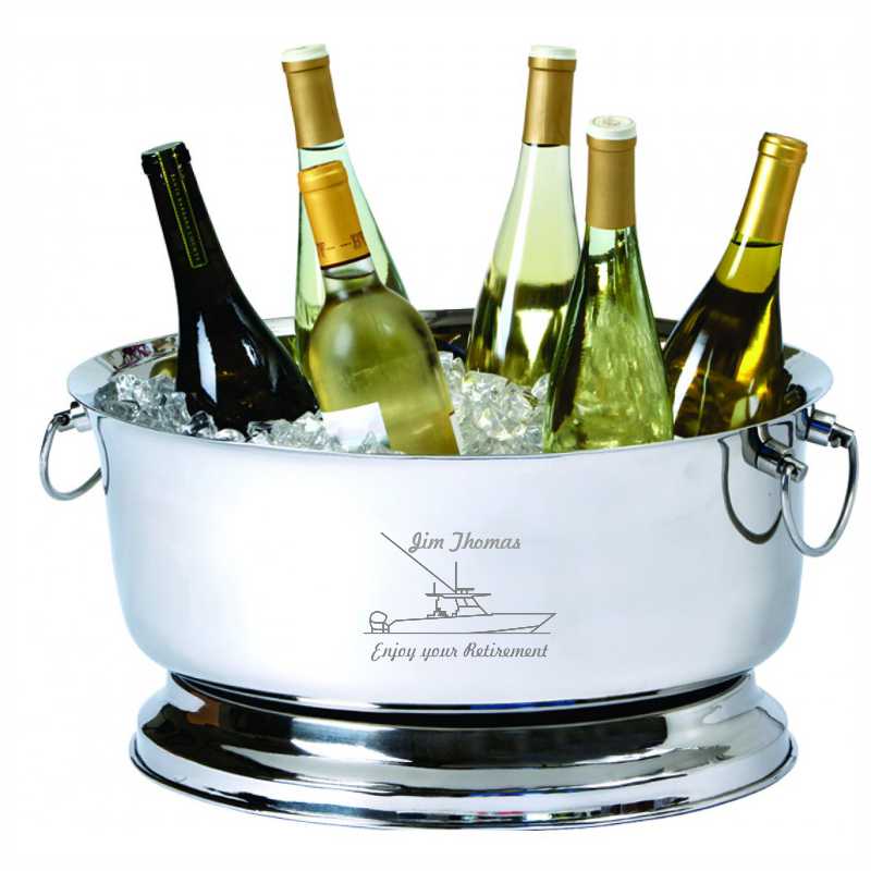 Engraved Stainless Steel Oval Party Tub - Wine Chiller - Personalized Engraved Gifts