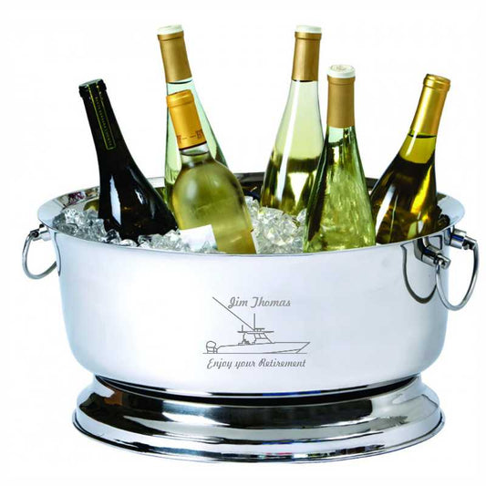 Engraved Stainless Steel Oval Party Tub - Wine Chiller - Personalized Engraved Gifts