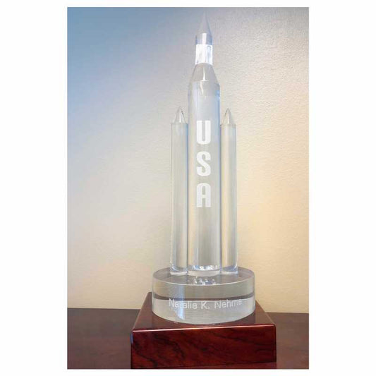 Engraved 18 inch Large Crystal Rocket Award - Personalized Engraved Gifts