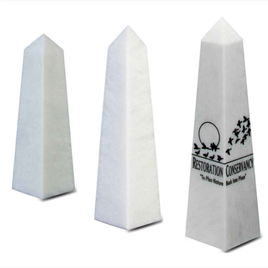 Engraved White Marble Obelisk Awards - Personalized Engraved Gifts