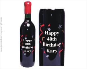 Happy Birthday Stars Design in Engraved Wine Bottle - Personalized Engraved Gifts