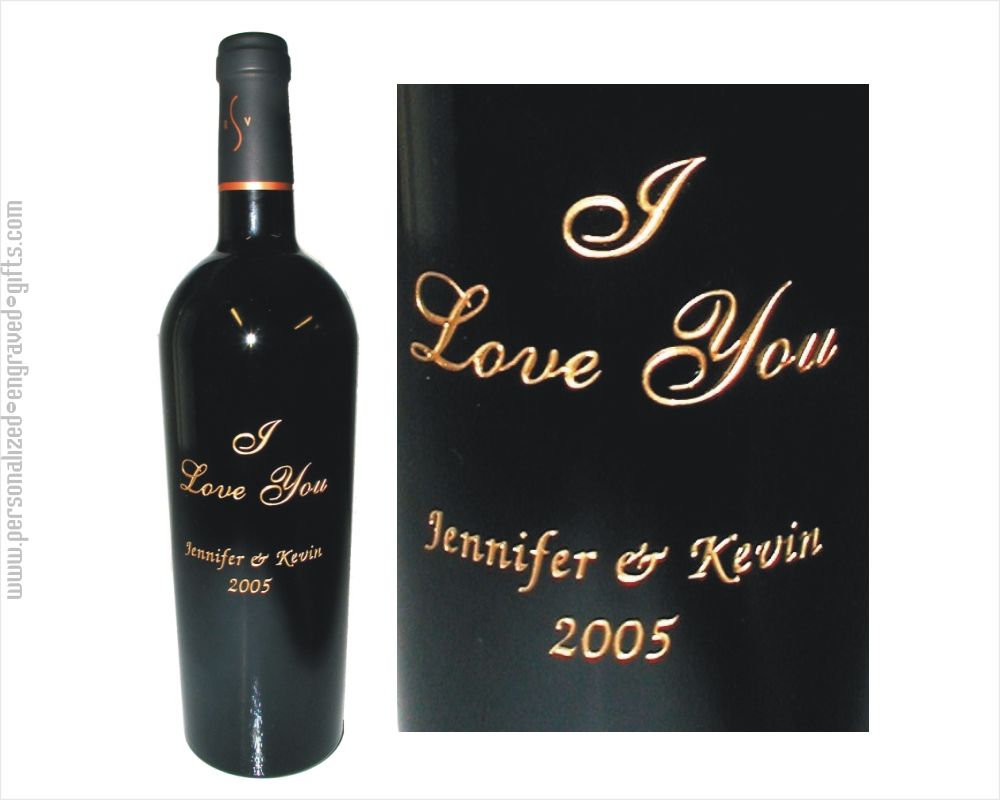 Engraved Wine Bottles - I love you - Personalized Engraved Gifts