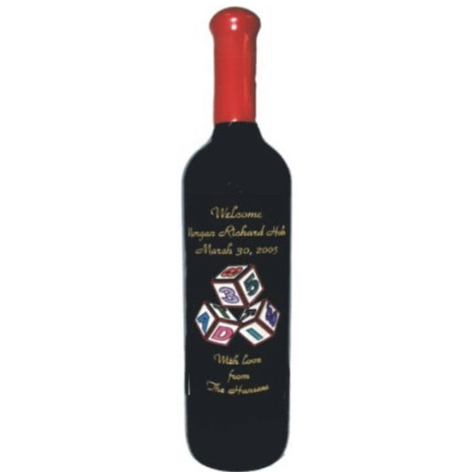 Engraved Wine Bottles - Baby Blocks - Personalized Engraved Gifts