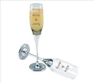 Engraved Glittering Flutes (Set of 2) - Personalized Engraved Gifts