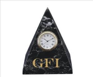 Engraved Marble Pyramid Clock - Black Zebra - Personalized Engraved Gifts