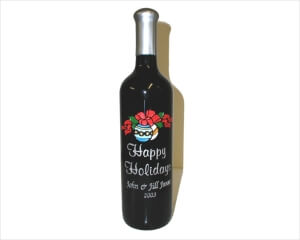 Custom Engraved Wine Bottles - Holiday Ornaments 2 - Personalized Engraved Gifts