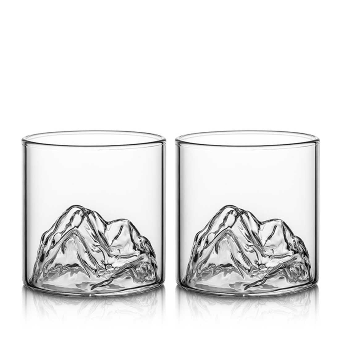 Whiskey Taster Glasses with 3D Mountain Motif

