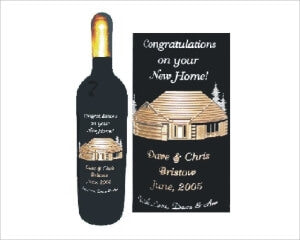 Engraved Wine Bottles - House Design 2 - Personalized Engraved Gifts