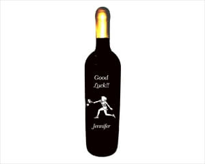 Custom Engraved Wine Bottle- Tennis Player 2 - Personalized Engraved Gifts