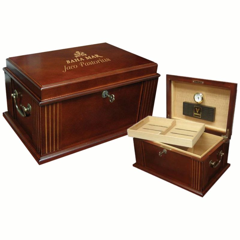 French Antique Walnut Humidor ~ Barrister - Personalized Engraved Gifts