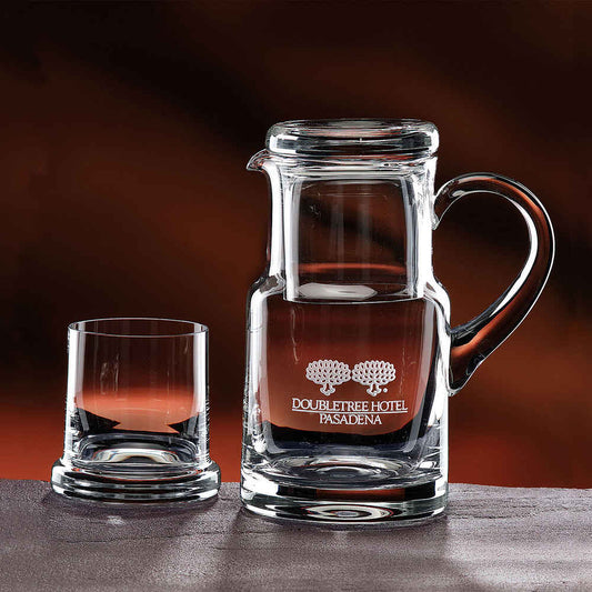 Glass Water Pitcher with Tumbler and Logo ~ The Bureau - Personalized Engraved Gifts