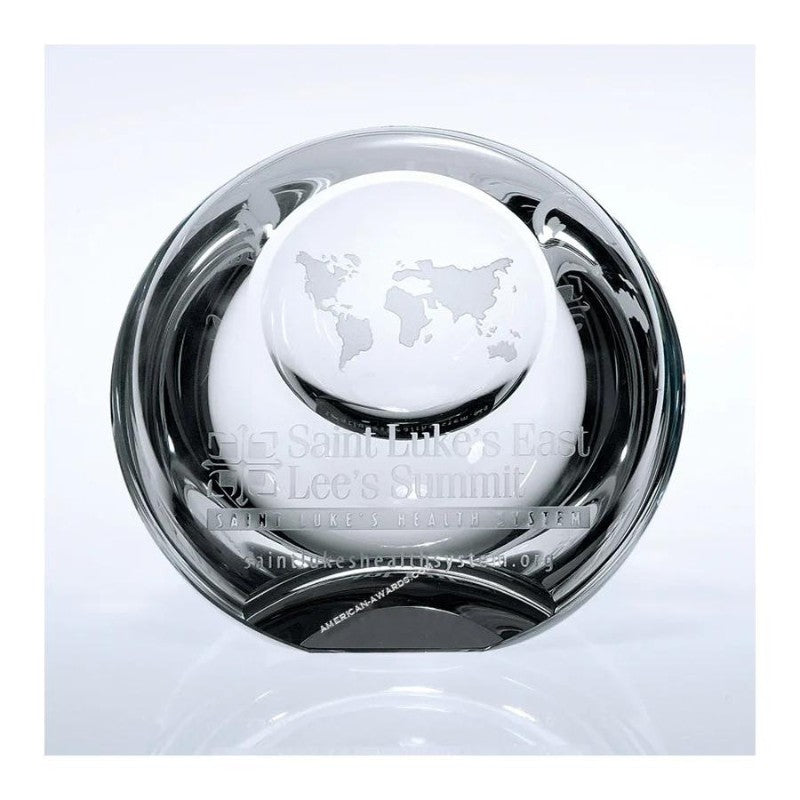 Globe Dome Engraved Crystal Paperweight - Personalized Engraved Gifts