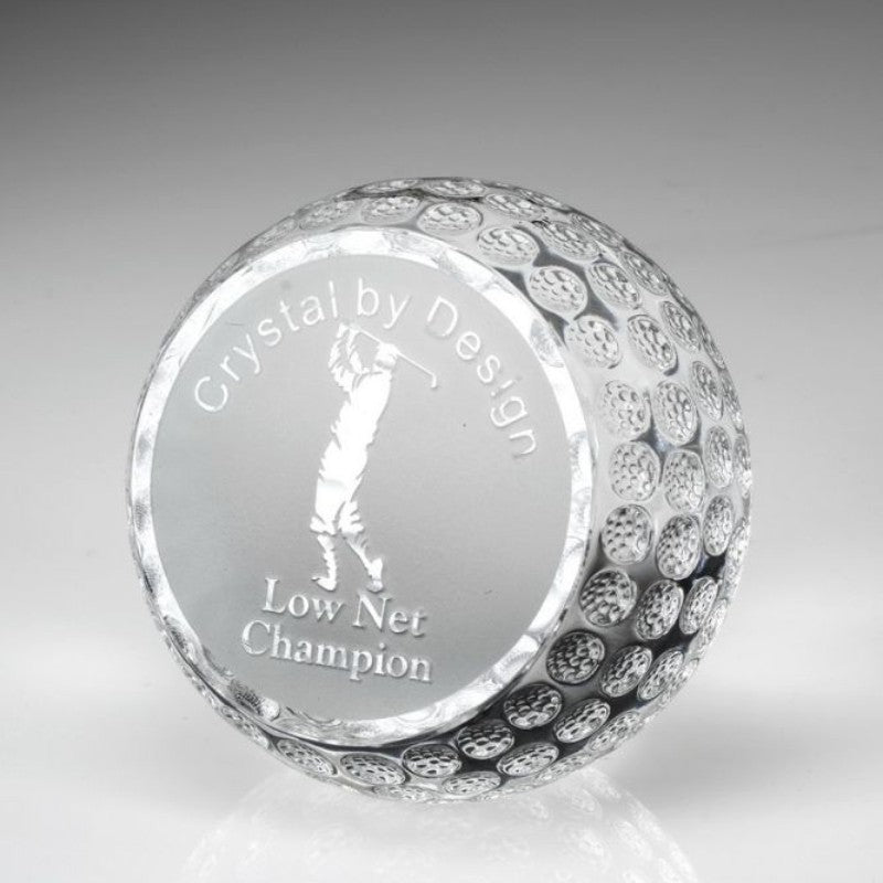 Golf Ball Crystal Engraved Paperweights - Personalized Engraved Gifts