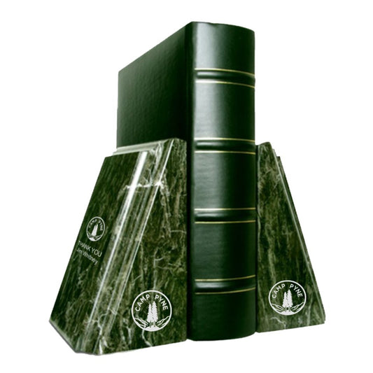 Green Beveled Marble Bookends with Beveled Edges ~ Ellicott - Personalized Engraved Gifts