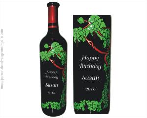 Tiffany Grape Leaves Etched Wine Bottle - Personalized Engraved Gifts