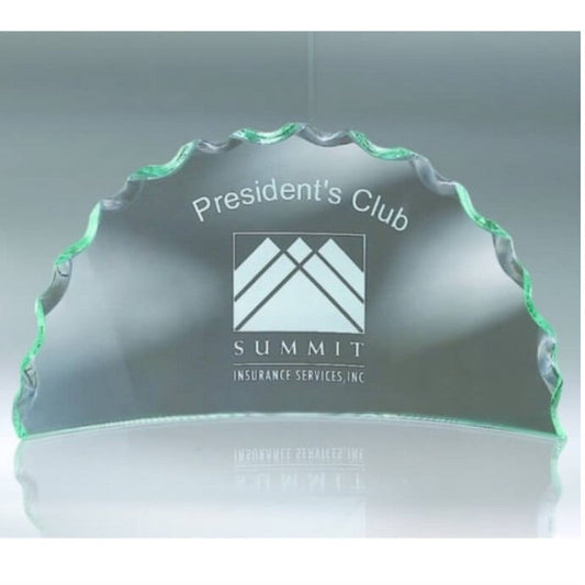 Half Circle Chipped Edge Jade Glass Award - Personalized Engraved Gifts