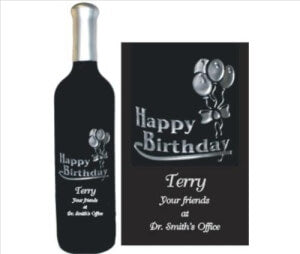 Engraved Wine Bottles - Happy Birthday Design 1 - Personalized Engraved Gifts