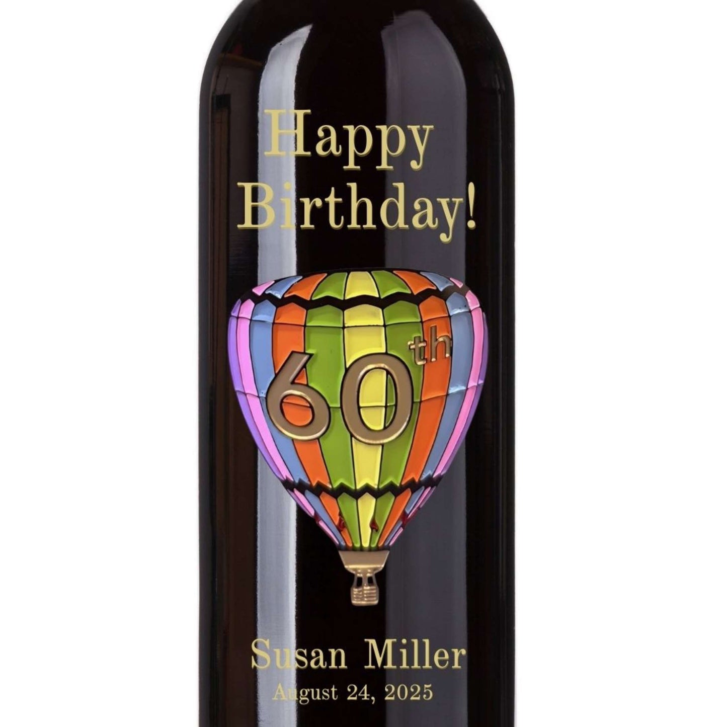 Deep Engraved Wine Bottle Hot Air Balloon Design 1