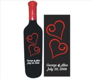 Etched Wine Bottles Heart Design # 8 - Personalized Engraved Gifts