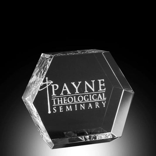 Hexagon Optic Crystal Personalized Paperweight - Personalized Engraved Gifts