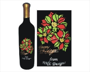 Engraved Wine Bottles - Holiday Poinsettia - Personalized Engraved Gifts