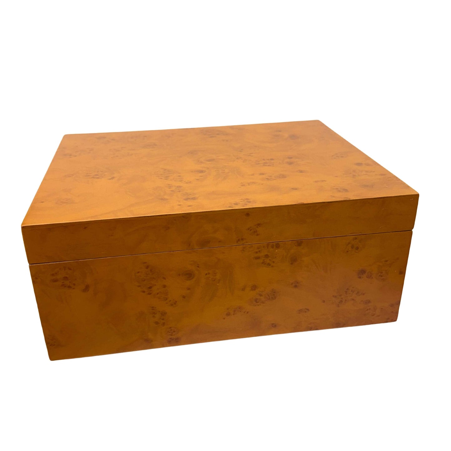 Humidor de escritorio en tono naranja con acabado de piano, Ambos
