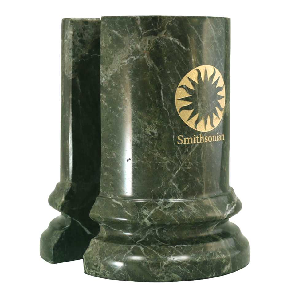 Green Marble Column Bookends Engraved, Hellenic - Personalized Engraved Gifts