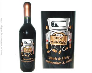 Just Married Wedding Car Wine Bottle Gift - Personalized Engraved Gifts