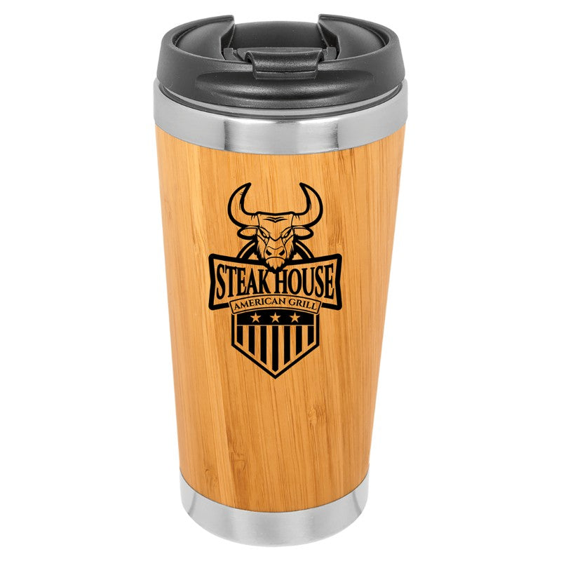 Personalized  Engraved Bamboo Travel Coffee Mug - Personalized Engraved Gifts