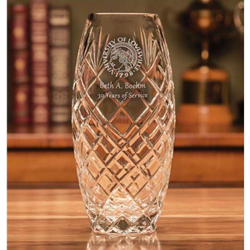 Lead Crystal Vase Personalized and Engraved ~ Lewis - Personalized Engraved Gifts